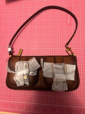 Michael Kors Tan Leather Wristlet with Gold Zipper
